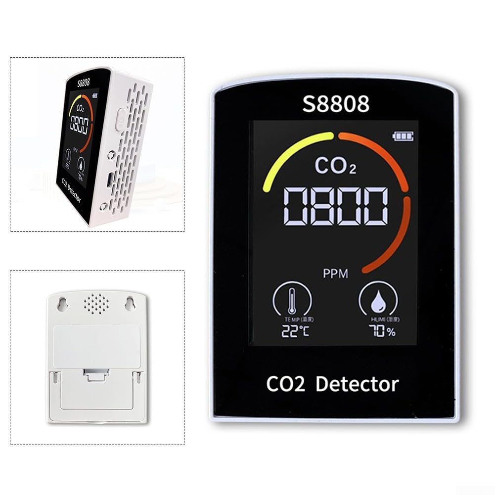 Detector de dióxido de carbono, medidor digital de CO2, medidor de dióxido de carbono, humedad, temperatura, sensor TVOC, para oficina en casa
