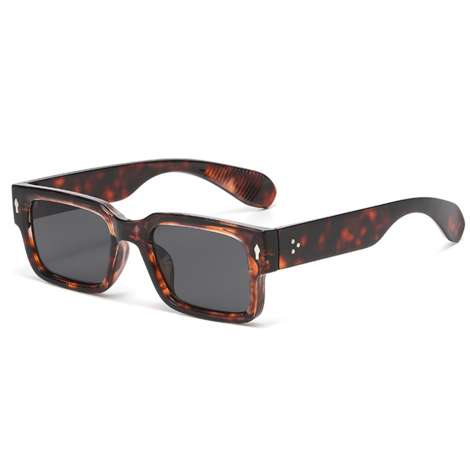 ASYHV Vintage rechteckige Sonnenbrille für Männer und Frauen mit UV-Schutz,Schwarzer Rahmen