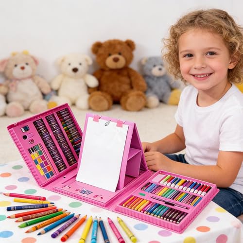 Crayon de couleur kit complet de 208 pièces mallette de dessin enfant - 6