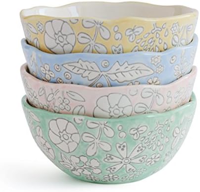 Dorotea Hand Painted Small Fruit Bowl, 5.25-Inch, Set of 4, Assorted