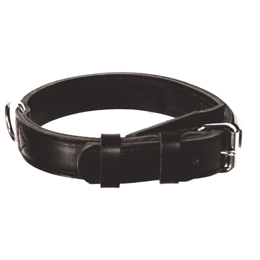 Dingo Gear Collar para Perros Civil de Cuero Genuino, Reforzado y Cosido en Múltiples Capas, para Entrenamiento y Paseos, Perímetro de Cuello 40-48 cm, Negro (S04040)
