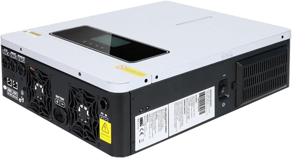 Front view of the Y&H 6.2 kW Hybrid Solar Inverter, focusing on the LCD display and control buttons.