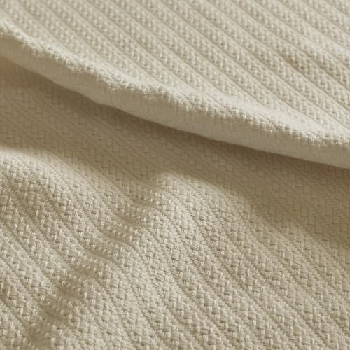 Image of Madison Park Liquid Cotton Luxury Blanket Premium Soft Cozy 100% Ring Spun Cotton For Bed , Couch or Sofa, Full /Queen, Linen