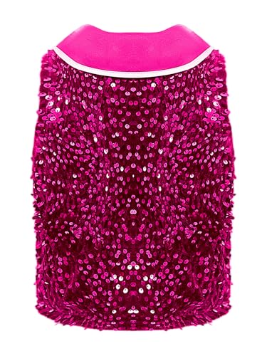 Boys Girls Sequin Vest Jacket Kids Sparkly Button Velvet Waistcoat with Tuxedo Bowtie Jazz Dance Top2