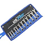 US PRO 12 Piece Metric Stubby Gear Ratchet Combination Spanner Set 8 - 19mm 2045