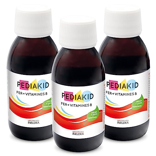 PEDIAKID - Sirop Fer + Vitamines B - Complément Alimentaire Naturel - Formule Exclusive au Sirop d'Agave - Optimise les Apports en Fer - Contribue à Réduire la Fatigue - Goût Banane - Lot de 3