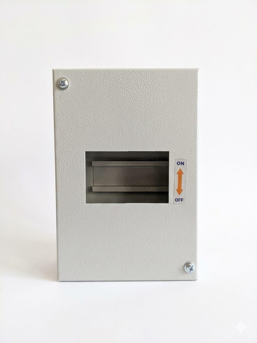 MCB BOX POWER Metal Distribution Box, White, with Transparent Window, ON/OFF Switch Indicator, Wall Mount 4 WAY-image-48