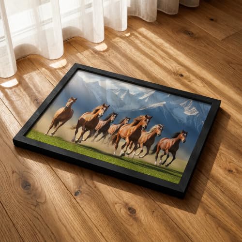 Image of Suneree 7 Horse Vastu Wall Painting (Landscape Collection) (Natural, Design 21, 33L x 25W cm)