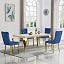 Gold Table With 4 Blue Chairs
