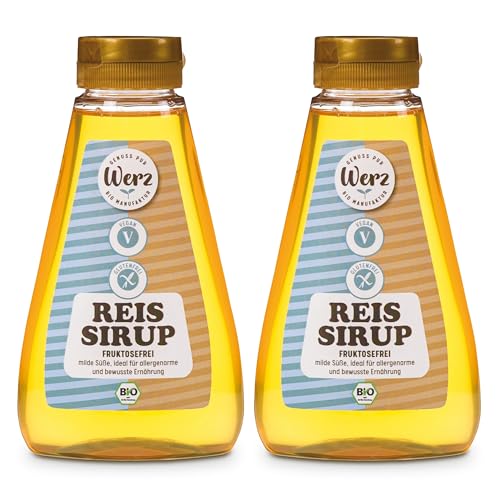 Werz Bio Reissirup Fructosefrei 2er Pack (2 x 460g) – veganes Süßungsmittel ohne Fructose, glutenfrei & laktosefrei – ideal zum Kochen, Backen, Süßen...