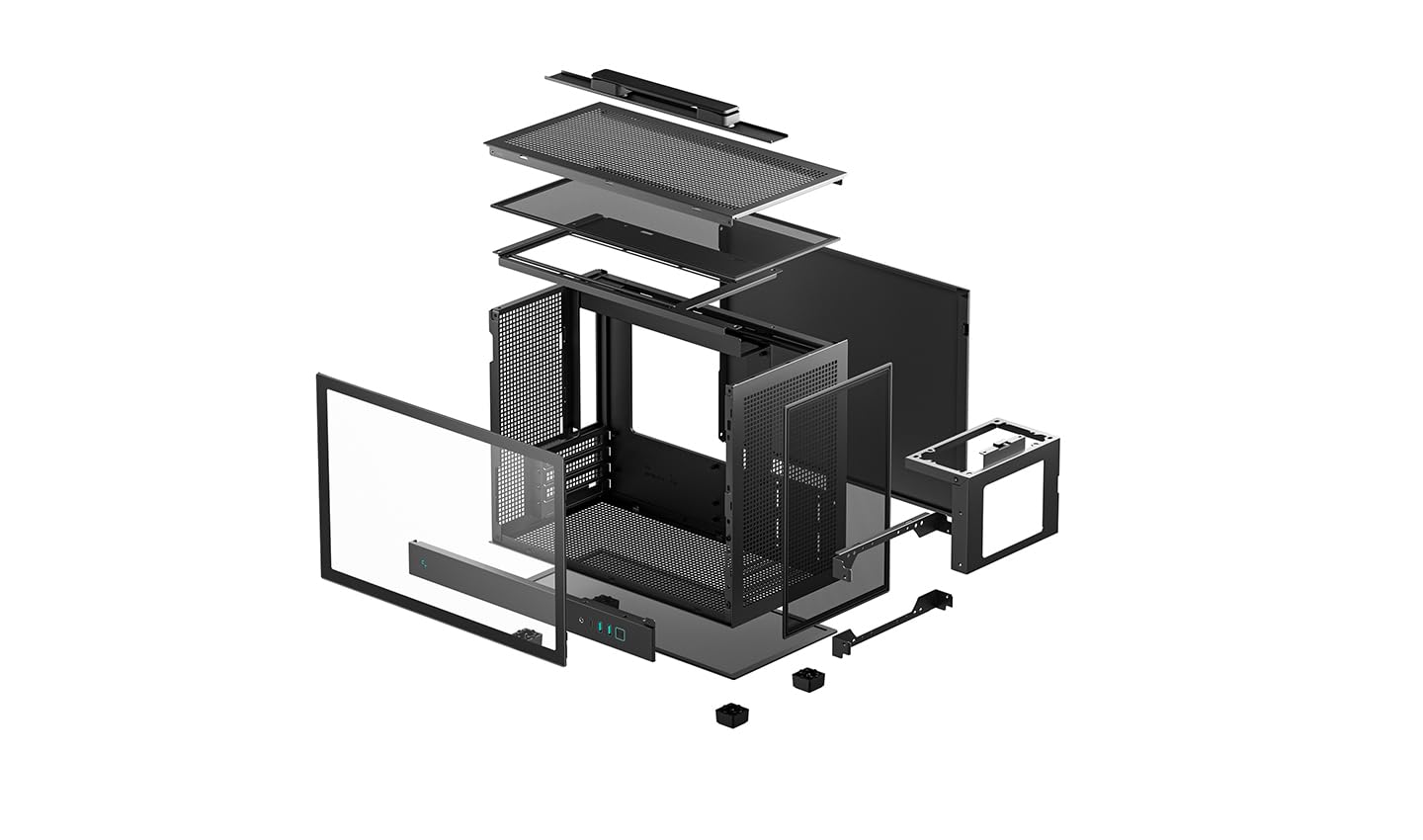 DeepCool CH160 PLUS Small Form Factor [SFF] Nero (DeepCool CH160 PLUS Micro-ATX Mini Tower PC Case, Tempered Glass, High-Airflow Mesh Design, USB-C & USB 3.0 Front I/O, Supports ATX PSU & 305mm GPU,