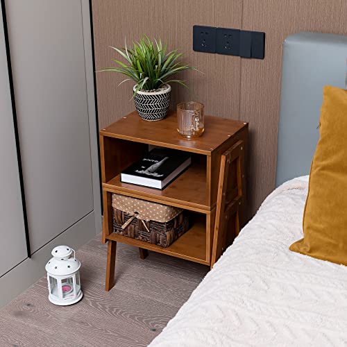 Forevich End Tables Stackable Side Table Bedroom Bamboo Nightstands Set Of 2 For Living Room Beside Table Caramel #TOP3
