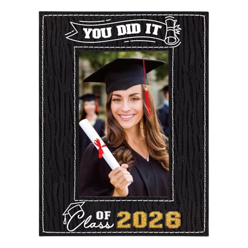 Image of FLYAB Class of 2026 Picture Frame - Graduation Gifts You Did It Portrait Photoframe for Women Men Wood- Special Display for a Treasured Graduation for College High School Pre-K Graduates