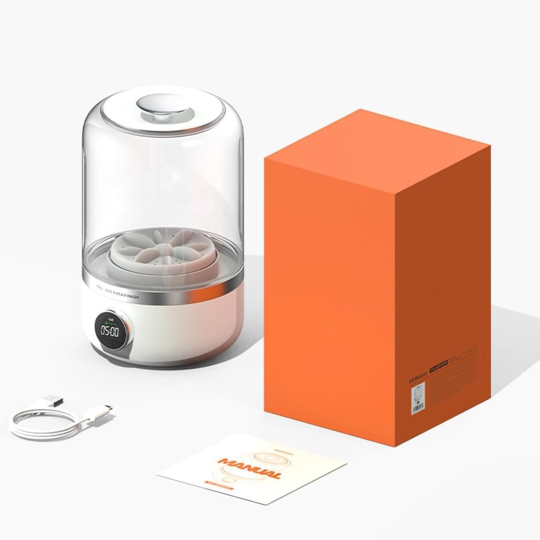 Portable Mini Washing Machine, 4000mAh, 20 Times Usage Per Charge, 1.2L Fully Automatic Mini Washing Machine, Machine Rechargeable for Underwear, Bras,Socks,Travel Camping (White)