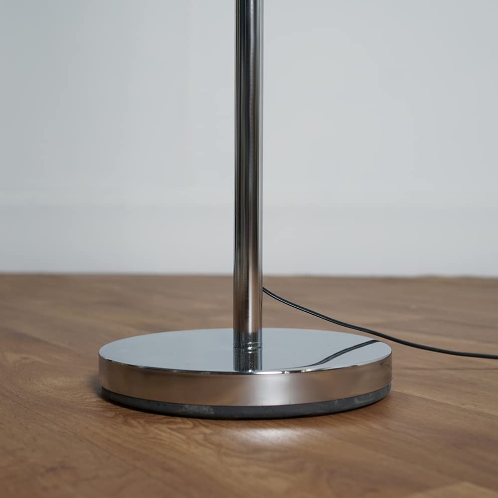 Contemporary Polished Chrome Floor Lamp With Glass Dome Shade - View #5