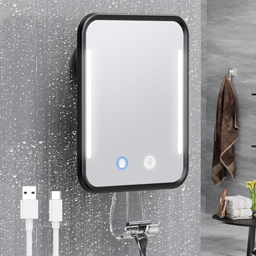 Gospire Heated Shower Mirror Fogless for Shaving with Light, Rech...