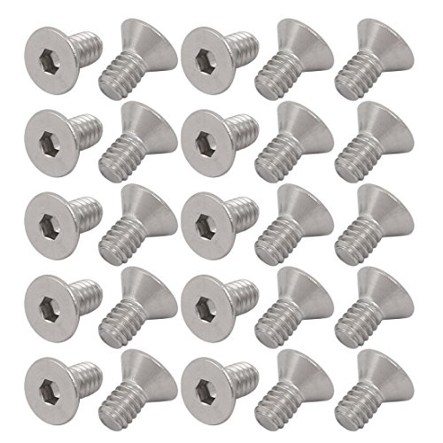 Sourcingmap 1/4-20 x 1/2" 304 Stainless Steel Flat Head Hex Socket Cap Screw 25pcs, Silver