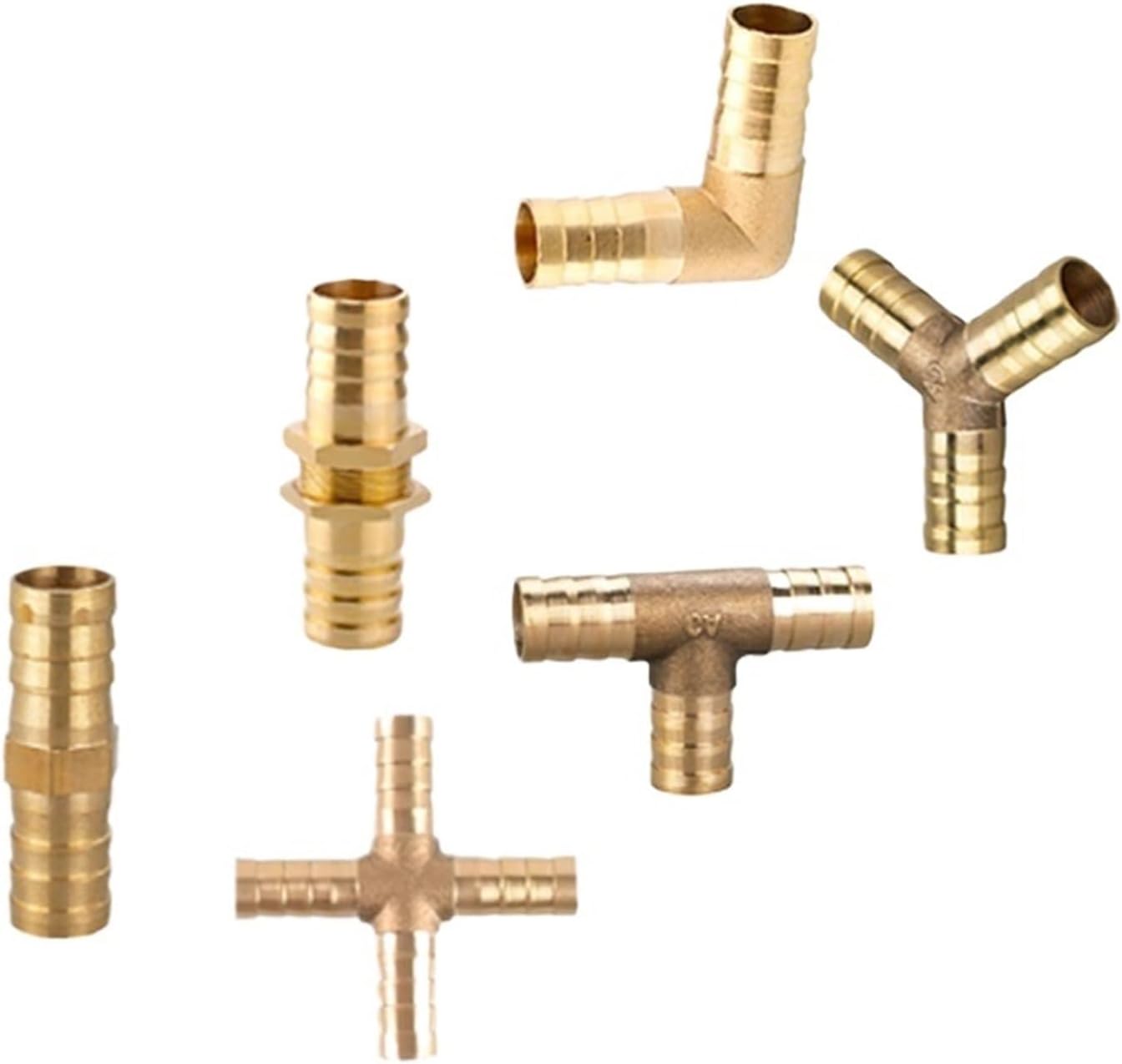 10pcs Copper Pagoda Water Tube Fittings Brass Barb Pipe Fitting 2 3 4 Way Brass Connector for 6mm 8mm 10mm 12mm 16mm 19mm(Elbow,19mm (10pcs))