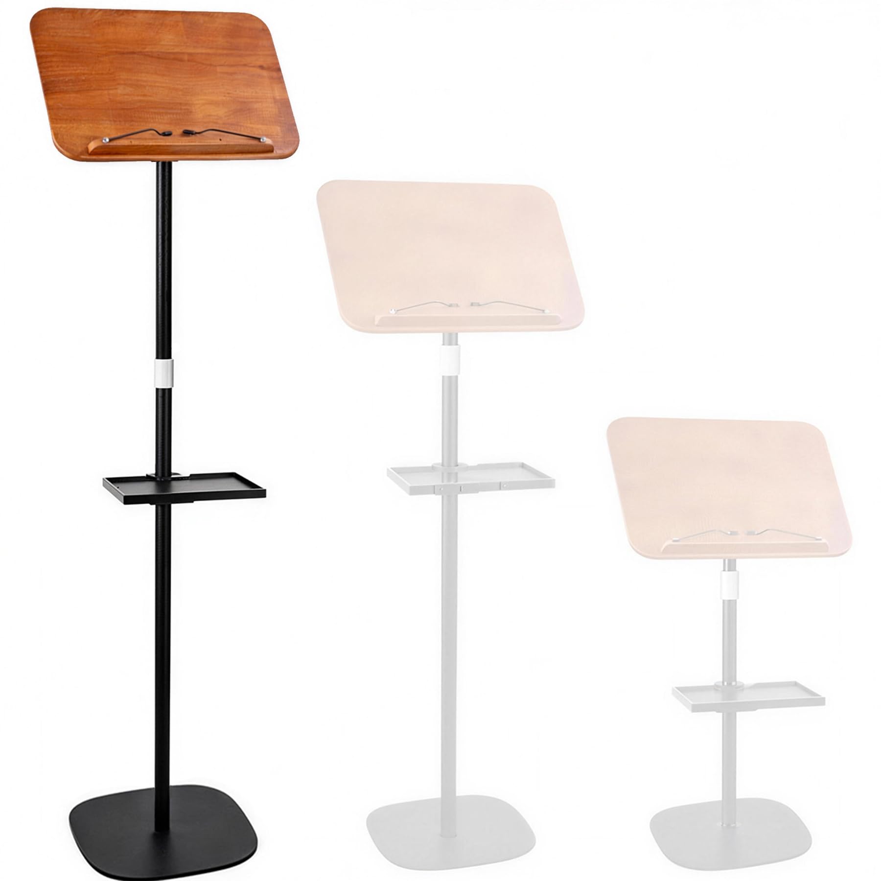 Pupitre pour partitions de musique, hauteur réglable de 60 cm à 140 cm, plateau inclinable à 180°, supports réglables pour s'entraîner à la lecture, au dessin, au travail, base stable pour les
