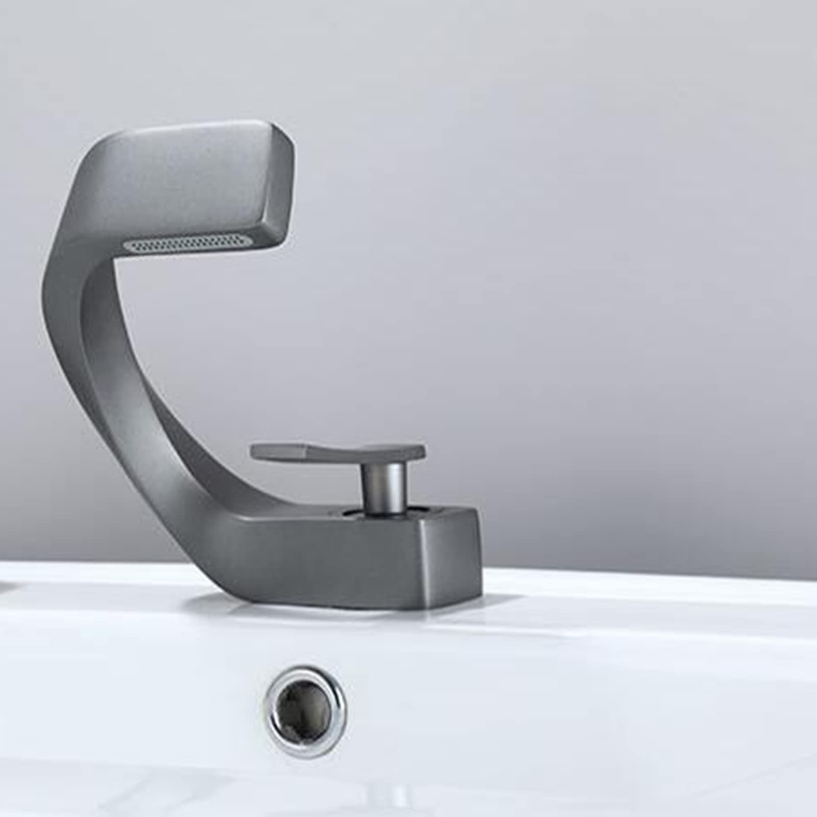 Robinet de lavabo cascade en laiton gris de style haut de gamme