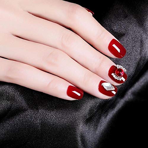 TJJF 24Pcs / Boxed Red Bowknot Drücken Sie auf Nagelspitzen Patch Short White Cute Office Studenten tragen fertige… – Bild 5
