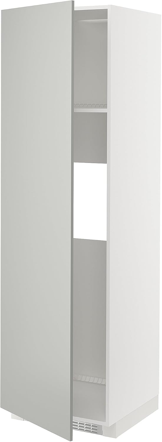 METOD High cab f fridge or freezer w door, white/Havstorp light grey, 60x60x200 cm