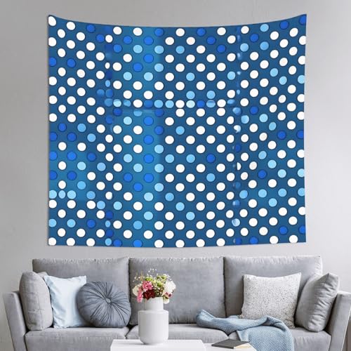 Tapiz de pared DUWAA con lunares azules: decora cuartos vacíos sin pintar, 60x51