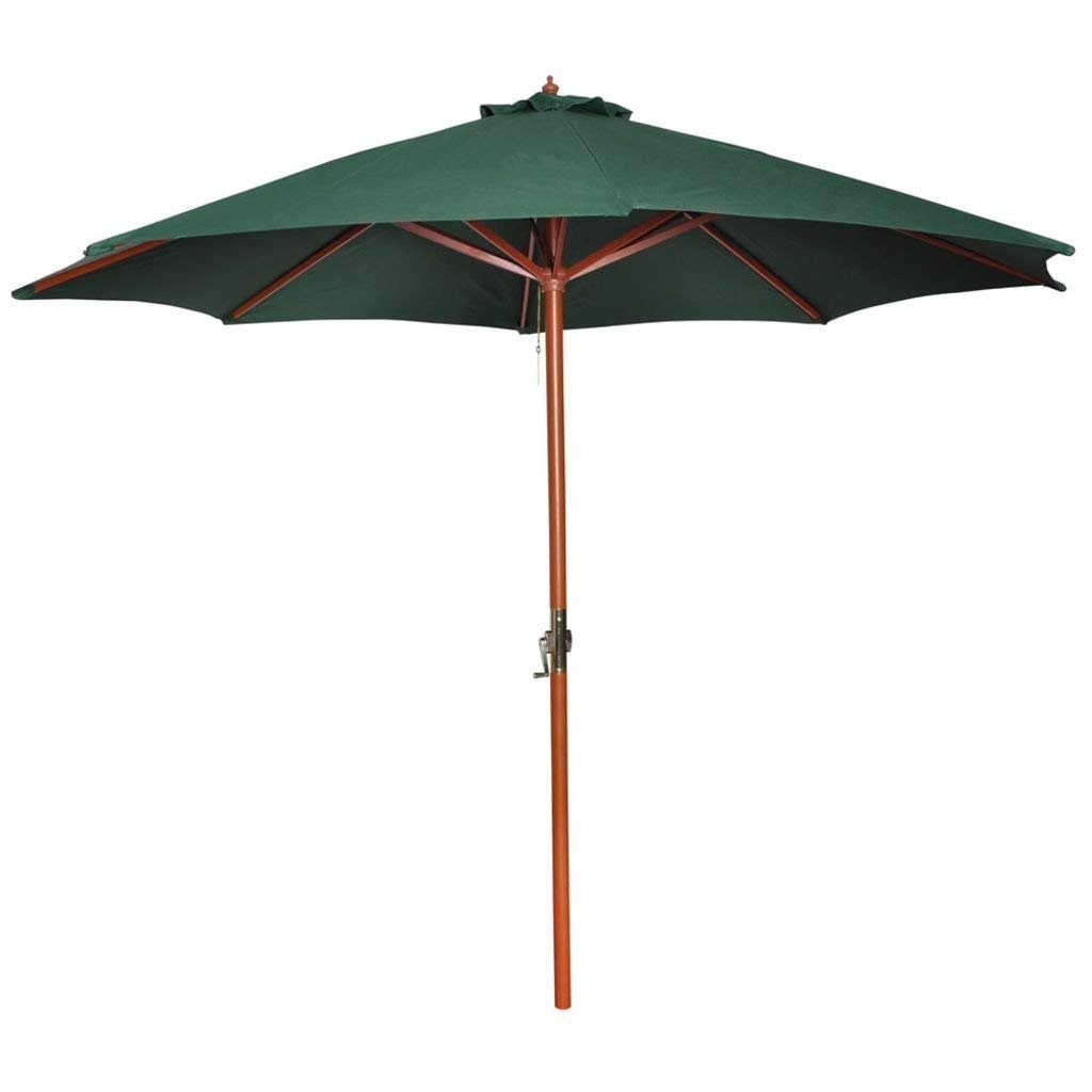 Sombrilla 3m Verde con poste marrón para jardín y terraza exterior 8
