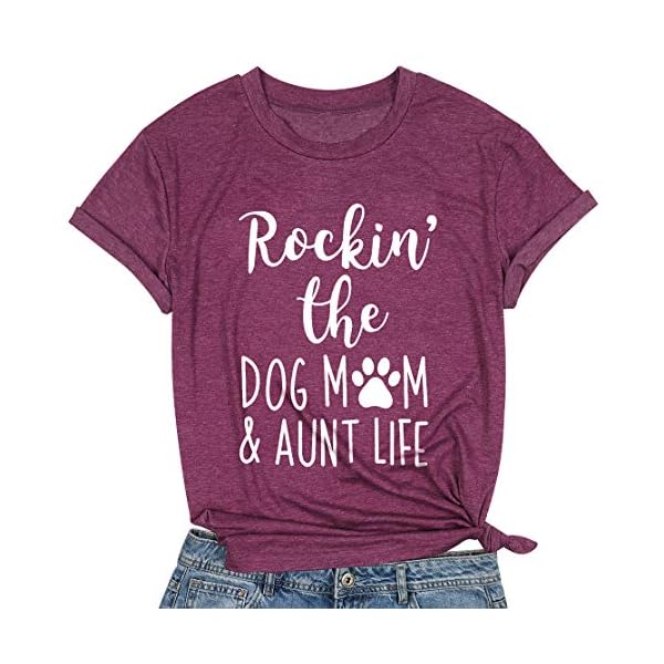 Rockin-The-Dog-Mom-Aunt-Life-Tshirt-Womens-Cute-Dog-Lovers-Shirts-Short-Sleeve-Dog-Mama-T-Shirt-Tees-Tops Rockin' The Dog Mom Aunt Life Tshirt Women's Cute Dog Lovers Shirts Short Sleeve Dog Mama T-Shirt Tees Tops Purple