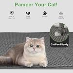 Grand tapis de litière pour chats 90 × 60 cm, double couche étanche en nid d'abeille EVA Mat de boîte à lettres, facile à nettoyer Cat Scatter Mat, gris