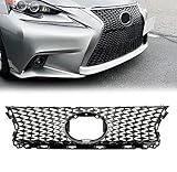 ECOTRIC Front Upper Bumper Grille Grill Guard Assembly Compatible with 2014-2016 Lexus IS200t IS250 IS350 F Sport Replacement for LX1200152 5311253061 Gray Plastic