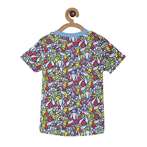 Image of miniklub Boys Multicoloured Printed Round Neck Pure Cotton T-Shirt