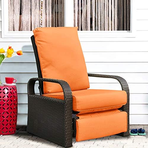 ART TO REAL Automatic Adjustable Patio Recliner Chair Relaxing Sofa Outdoor Wicker Armchair Furniture Aluminum Frame Lounge with Soft Thicken Cushion