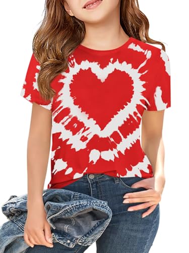 Image of Girls Short Sleeve T Shirts Kids Summer Tops Crewneck Tees 5-14 Years