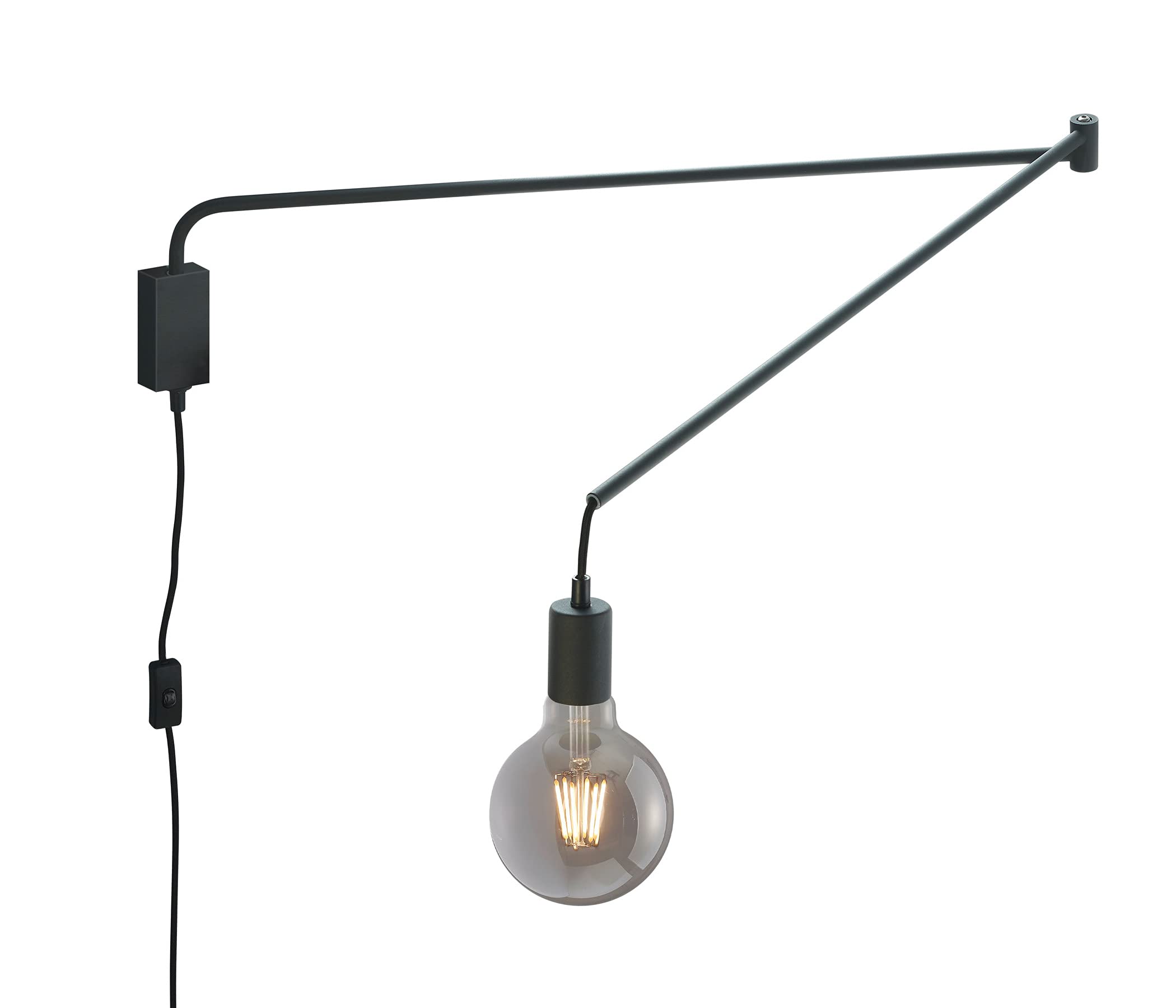 Trio Leuchten Lampada da parete Line 200200132, in metallo nero opaco, non include 1 x E27