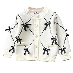 Bowknot Print Cardigan Sweater-white