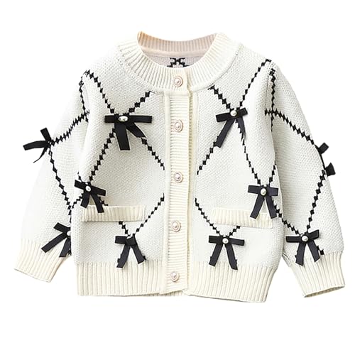 Toddler Girls Cardigan Sweater Button Knit Sweater Kids Bowknot Size 2-7T
