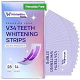 Whitebite Pro Purple Teeth Whitening Strips, 28 Strips (14 Treatments), Enamel-Safe, with Pap, V34 Color Corrector, Hydroxyapatite for Enamel Care, Non-Slip Design