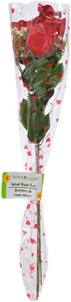 6pc Fake (Artificial) Flowers Set, Floral Garden 3-Stem Velvety Rose Buds, 19 in.