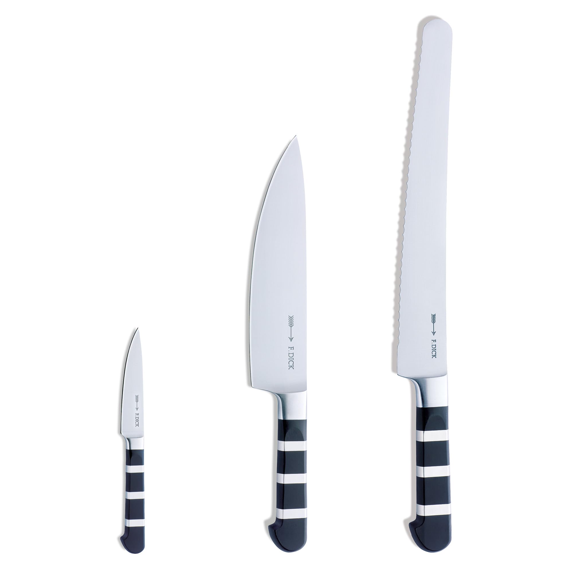 F. DICK 1905 - Kochmesser Set (für Profi- und Hobbyköche, 3er Set, 56 HRC, einfache Reinigung) 81974400, Stahlfarben (Stainless Steel)