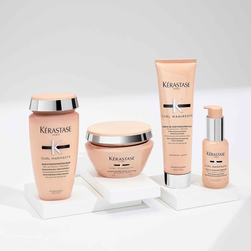 Kérastase, Curl Manifesto, Crema Anti-Crespo Senza Risciacquo, Per Capelli Ricci, Crespi & Mossi, De Jour Fondament, 150 ml