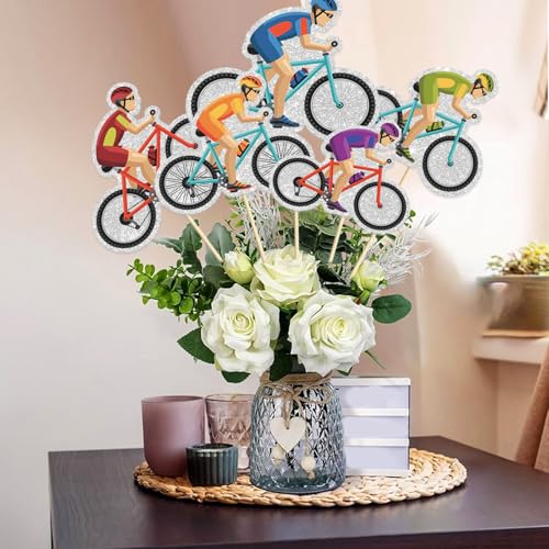 Image of Bicycle Centerpiece Sticks, Adult Birthday Table Toppers,Bike Theme Birthday Party Decorations, Bicycle Racing Party Supplies.Set of 15