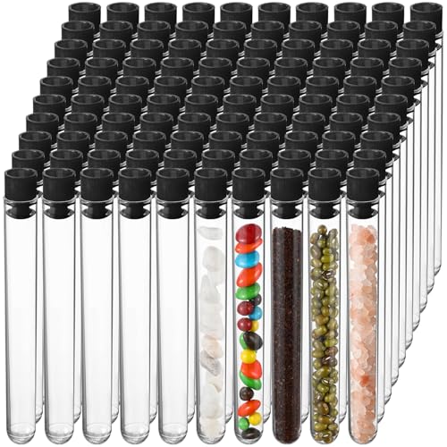 Lot de 100 tubes à essai transparents en plastique 8 ml pour ateliers et fêtes
