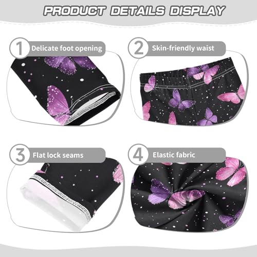 Boccsty Pink and Purple Butterflies Girls Leggings Kids Yoga Pants Dance Active Tights 4T3