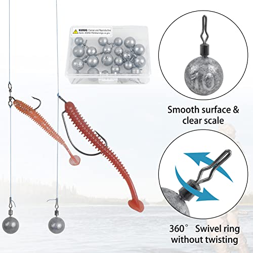 Image of Ball Weights Drop Sinkers Fishing, 20PCS Round Fishing Weights Sinkers Casting Drop Shot Weight Swivels for Bass Fishing Saltwater Freshwater (1 /8oz)