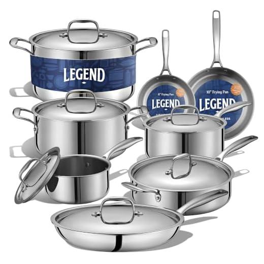 LEGEND COOKWARE 5-Ply Stainless Steel Pots and Pans Set | 14-Piece