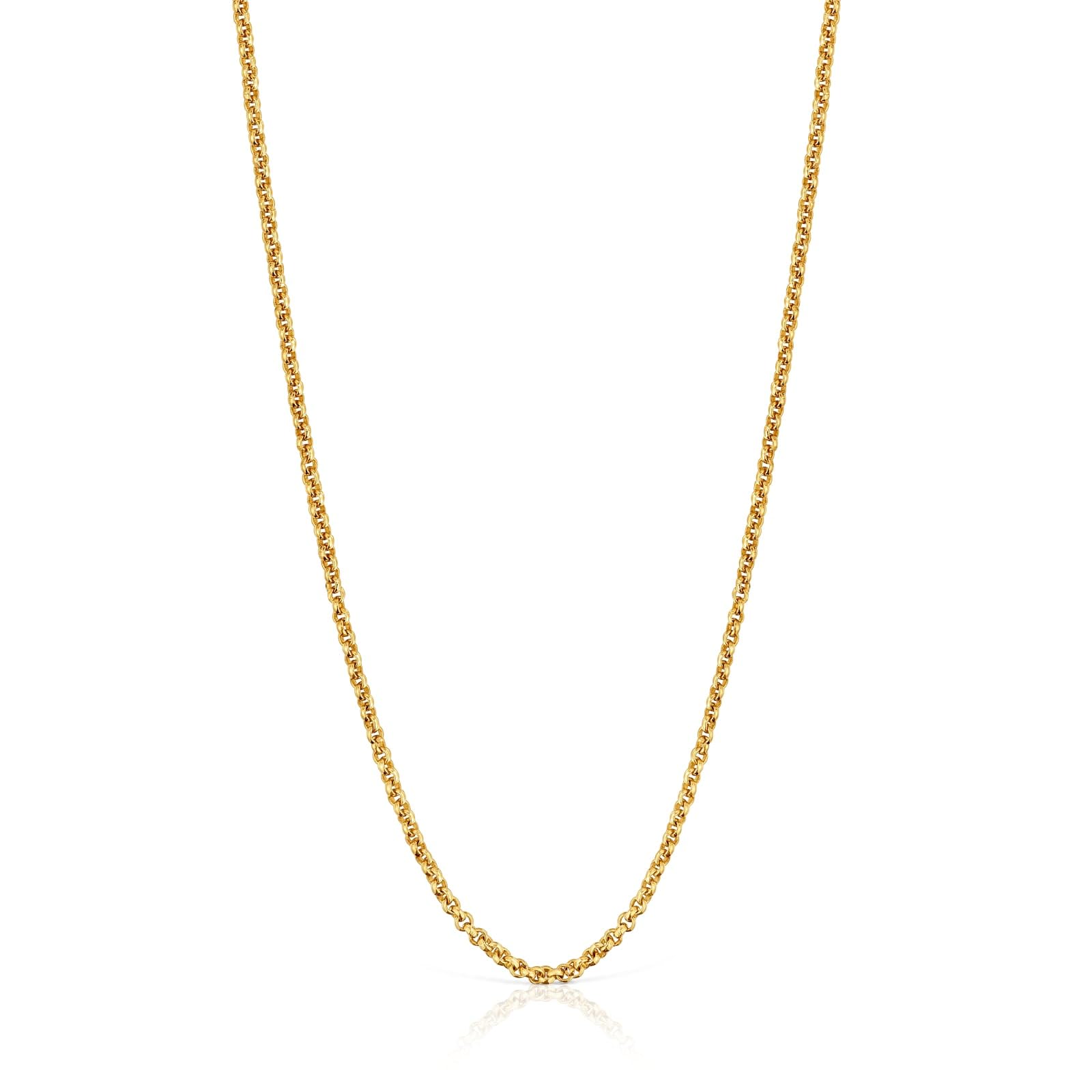 TOUS Cadena Mediana con Baño de Oro 18Kt sobre Plata para Mujer, Largo 50 cm, Versátil y Atemporal, Colección Chain