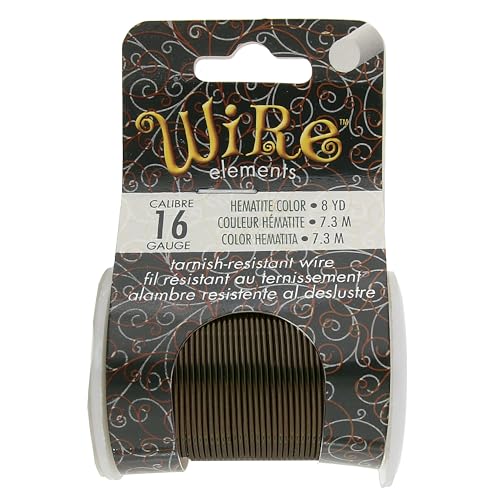 Image of The Beadsmith Wire Elements 16-Gauge Lacquered Tarnish-Resistant Copper Wire for Jewelry Making, 8 Yard, 7.32 Meter Spool (Hematite Color)