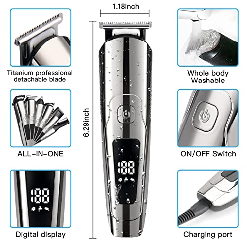 Beard Trimmer For Men Electric Hair Clipper Cordless Mens Grooming 6 In 1 Kit, Hair Trimmer & Mustache Trimmer & Nose Hair Trimmer& Foil Trimmer With Blade Waterproof Usb Rechargeable & Led Display… #TOP4