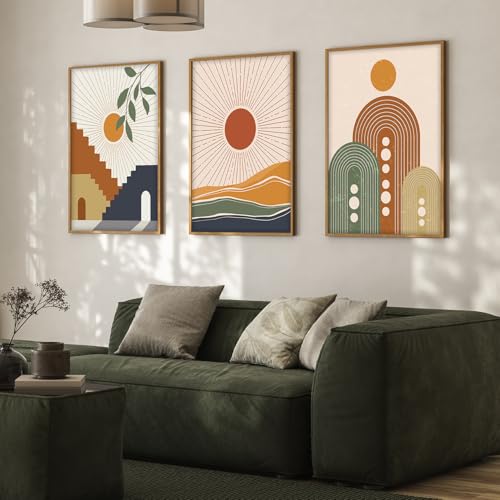 Image of BANGERZ Wall Art Painting Boho Artwork Living Room and Bedroom Frames Decor, Office and Framed Hotel Decoration Big Size Set of 3 (Artwork 3, 13x19 inch)